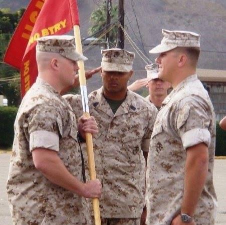 Jim and 3 other Marines at the changing of the guard in Iraq